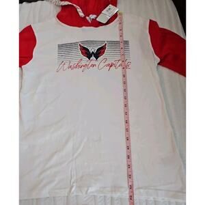 NHL Washington Capitals Child Long Sleeve Shirt w Hood Size Small 4/6 Red White